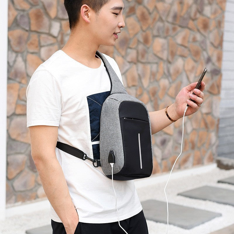 Antitheft External USB Charging Incline Shoulder Bag